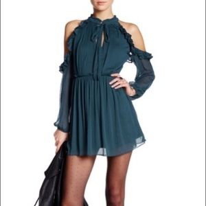 Free People Sleeveless Front Tie Ruffle Mini Dress